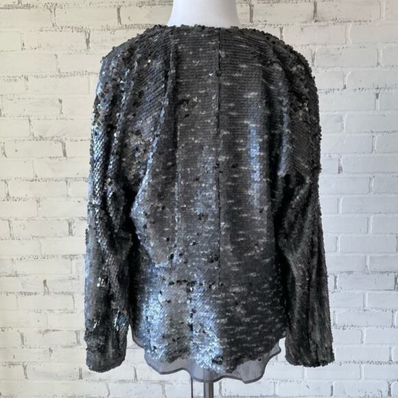 Free People Sequin Jacket Cardigan Small Grey Waterfall Party Sparkle Y2K - Picture 9 of 12